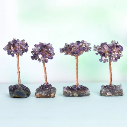 Raw Amethyst Raw Stone Copper Tree Amethyst Cluster Base Ornament