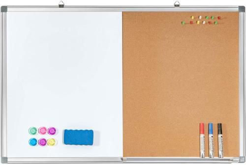 WEYOUNG Dry Erase and Cork Bulletin Combination Board