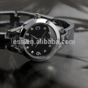 2015 Exquisite slim band ladies watch crystal high quality black dial wrist watch fashion elegant style LD020