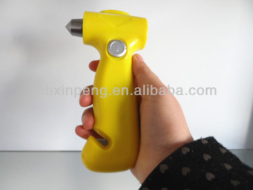 dynamo flashlight with safety hammer and belt cutter