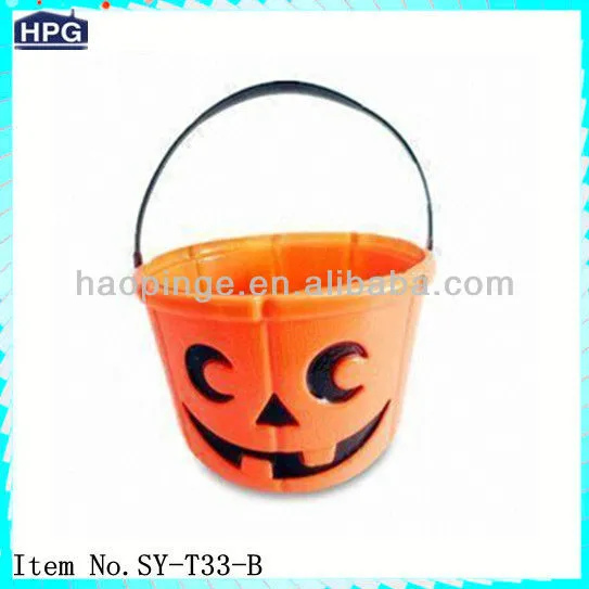 Decorative Pumpkin Bucket with Plastic Handle