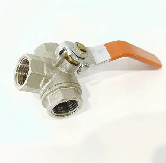 Series 3-Way (L-Port) Forged Brass Ball Valve Lever Handle NPT Female Full Port 400WOG 3/8"