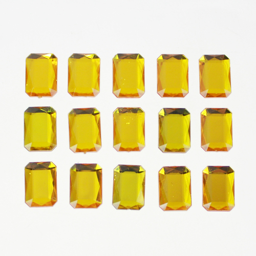 Yellow 15mm Large Square Rhinestone Stickers