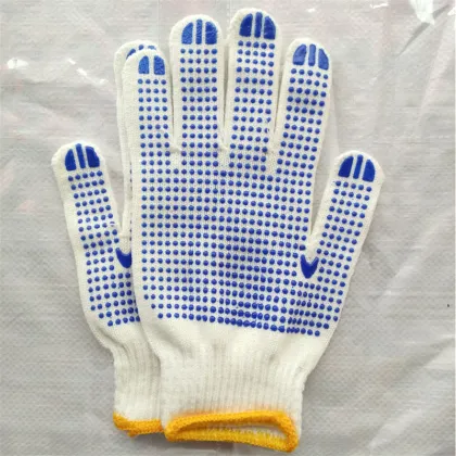 Black PVC Dotted Drill Cotton Gloves