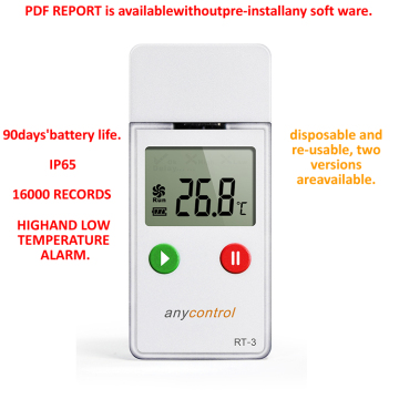 RINGDER RT-3 Disposable Cold-Chain Transportation Datalogger with USB