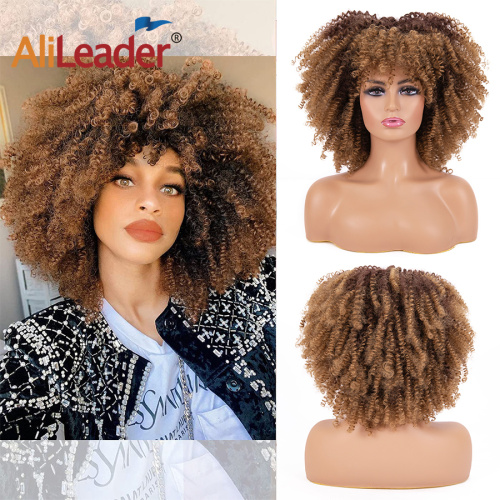 Machine Made Wigs Cheap Synthetic Hair Short Kinky Curly Afro Wigs Manufactory