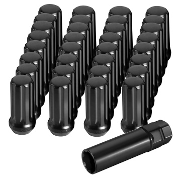 33pcs 7スプライン14x1.5シボレーシルバード＆フォードF-150用ユニバーサルブラックバルジエイコーンラグナット
