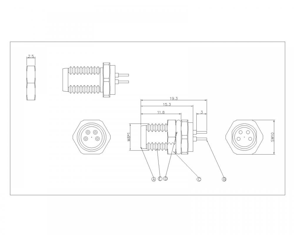 M8 2 ~ 8p Panel Lock-Front Sisi Air Tahan Air Pria