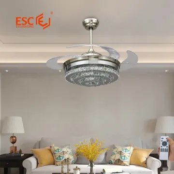 4 Retractable Blades LED Crystal Ceiling Fan