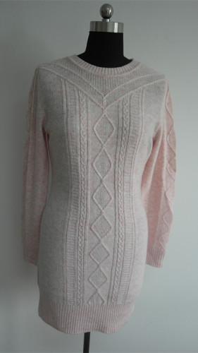 Ladies short sleeve cable knitting pattern sweater dress