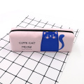 Custom cat pattern square shape canvas pencil case