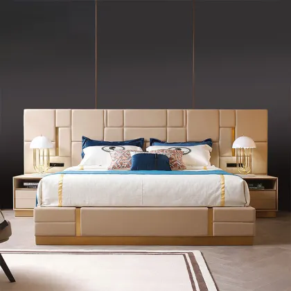 luxury royal leather bedroom master bed large headboard
