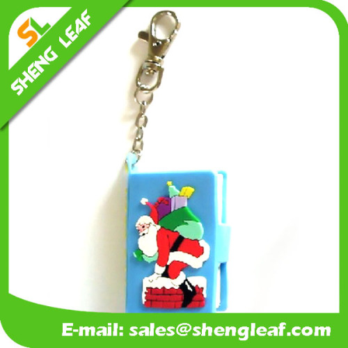 christmas santa keychain souvenir gifts creative customize pvc rubber note books