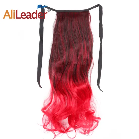 AliLeader Cheap Wave Drawstring Synthetic Long Curly Ponytail Clip In Hair Extensions