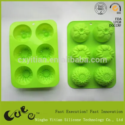 Food Grade Silicone chocolate flower moulds 6cups/cake mould