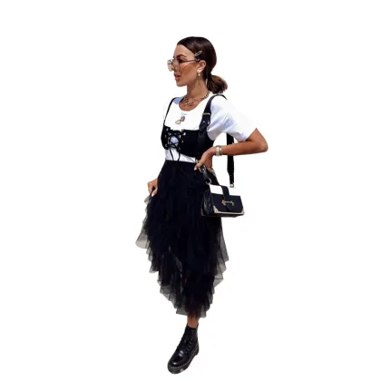 Fashion slim cute princess cascading flounce skirt