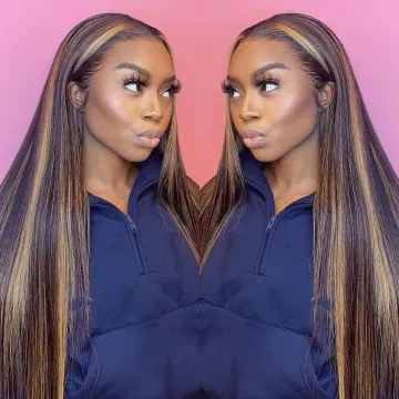 Wholesale Highlight Brazilian Hair Wigs Hd Color Highlight Lace Closure front Wig 30" Highlight Human Hair Wigs For Black Women