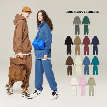 Mens 2 Piece Outfits 42% Cotton 58% Polyester Fleece Hoodies and Sweatpants Sets