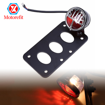 Metal RTS Round Rear Taillights with Motorcycle License Plate Holder