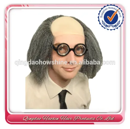 hot sale gray yaki u part wigs for old man