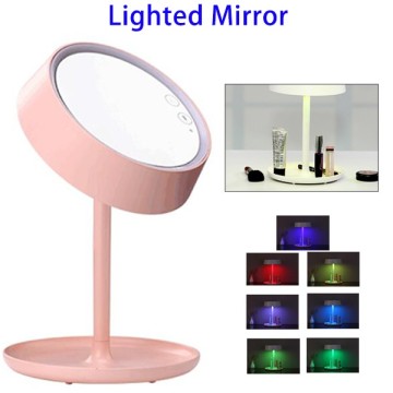 Christmas Gifts 7 Colors LED Table Makeup Mirror with Light for Cosmetics Makeup