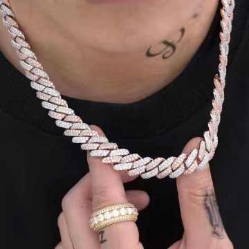 ฮิปฮอป 925 สร้อยข้อมือสร้อยคอโซ่คิวบาสเตอร์ลิงสเตอร์ลิงสเตอร์ลิงกับ Moissanite และ Diamond for Men 8 มม.