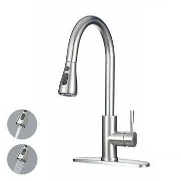 Modern Swivel Brushed 304 Stainless Steel Kitchen Faucet with Pull-Down Sprayer