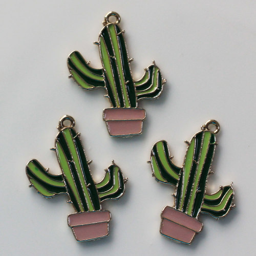 Cactus artificiale in lega di zinco smalto charms 100 pezzi pianta perlina decorazione fai da te ragazze donne orecchino braccialetto ornamento accessori