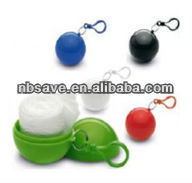 Disposable Poncho Ball with Keyring or Keychain