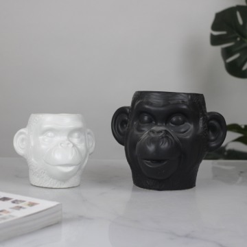 Ceramic Cartoon Monkey Flower Pot for Succulents and Bonsai