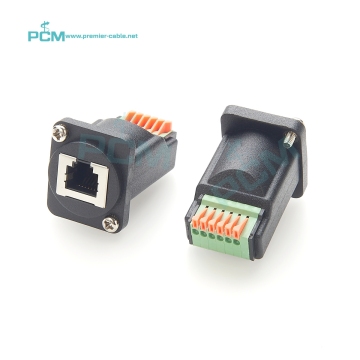 RJ12 6P6C Female Jack to Round Panel Mount Terminal Block Adapter