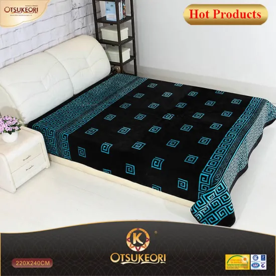 chinese elements design blanket ,printed and embossed blanket with plain colored.