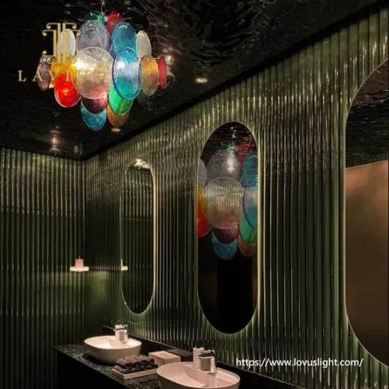 Colorful glass disc creative pendant light Trendy modern design style for restaurant