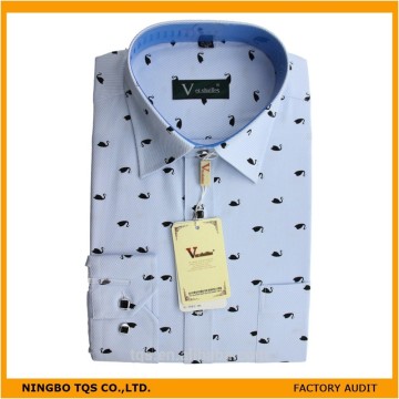 Loong Sleeves Blue Color Rose Pattern Slim Fit Stylish Casual Shirt