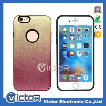 New cube gradient color 2 in 1 tpu pc combo case for iPhone 6