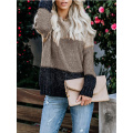 Womens Color Block Oversized Crewneck Sweaters