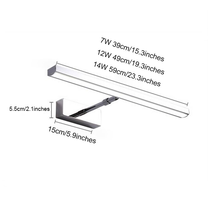 Modern Stainless Steel Bathroom Mirror Light, Home Led Wall