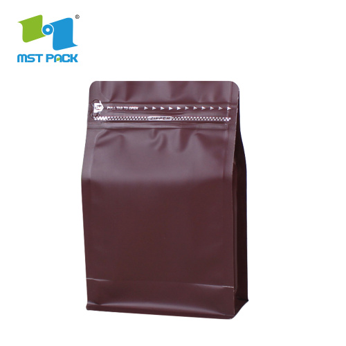 Bolsa de café de plástico de fondo plano reciclable de papel Kraft