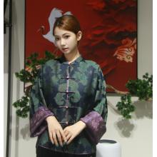 blusa de seda verde oscuro