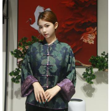 blusa de seda verde oscuro