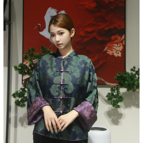 blusa de seda verde oscuro