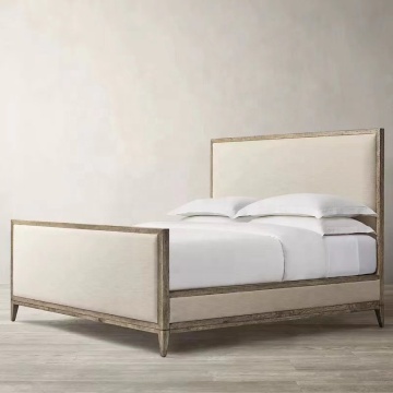 Modern Solid Oak Wood Queen Bed with Footboard for Bedroom and Living Room