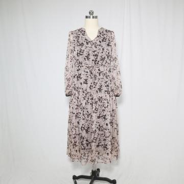 Lady Long Casual Mode Gedrukte chiffon jurk