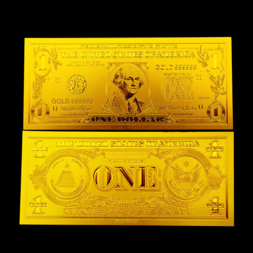 Custom $1 Gold Dollar Bill Gold Plated Banknote Gift , Golden Dollar Bill