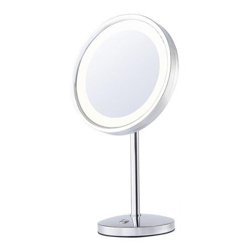 Round lighted shaving mirror