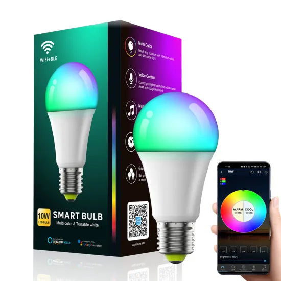 10W Smart Light Bulbs - RGBCW E27/B22, 190-240V, 800 Lumens, WiFi, Compatible with Alexa & Google Home