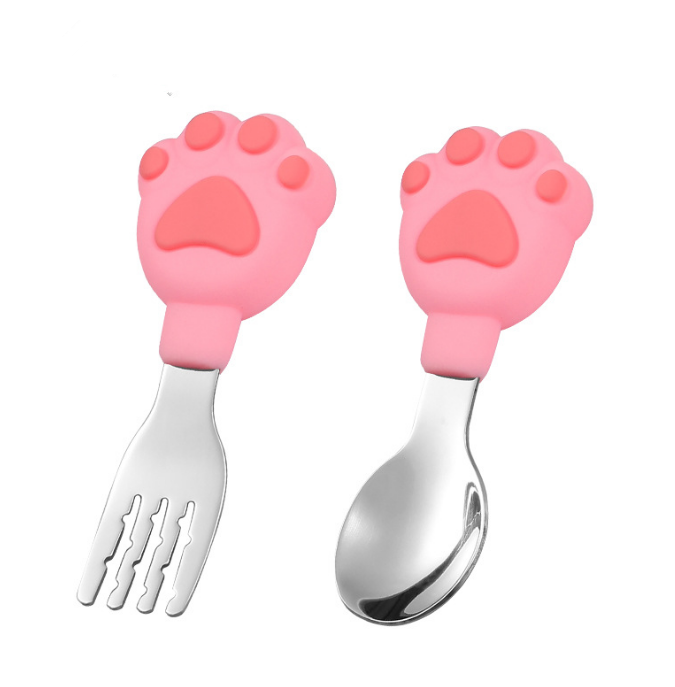 Silicone Stainless Steel Spoon Fork Set Utensils