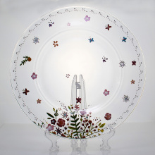 Flower Decorative Transparent Glass Dish Plates For Wedding