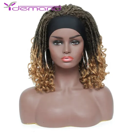 Headband Faux Locs Braided Wig Long Curly Crochet Twist Braid Locs Wig For Afro Women Synthetic Wigs Dreadlock Y Demand