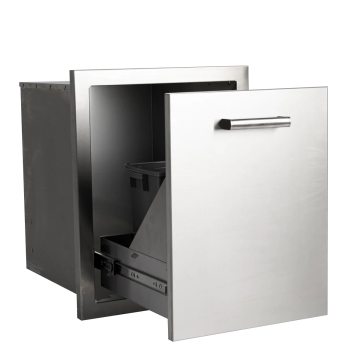 Modern Stainless Steel BBQ Drawer Combo with Outdoor Cabinet and Garbage Bin